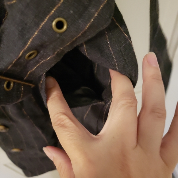 Belted Pinstripe Dress with Button Accents - Picture 5 of 8